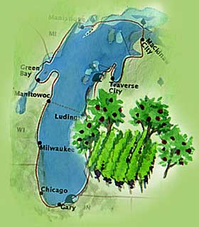 Lake Michigan has major influence on Wyncroft Wines.
