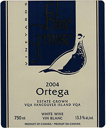 Wine: Blue Grouse Vineyards 2004 Ortega, Estate (Vancouver Island)