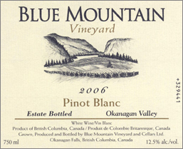 Blue Mountain Vineyard and Cellars 2006 Pinot Blanc Cream Label (Okanagan Valley)