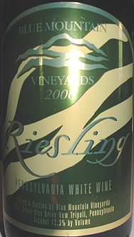 Blue Mountain Vineyard and Cellars 2006 Riesling (Pennsylvania)