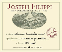 Joseph Filippi Winery & Vineyards NV Alicante Bouschet Port (Cucamonga Valley)