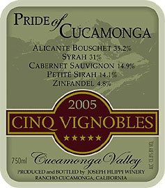 Wine:Joseph Filippi Winery & Vineyards 2005 Pride of Cucamonga Cinq Vignobles (Cucamonga Valley)