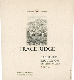 Wine:Highland Estates - Kendall Jackson Vineyard Estates 2004 Cabernet Sauvignon, Trace Ridge (Knights Valley)
