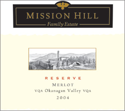 Mission Hill 2004 Reserve Merlot (Okanagan Valley)