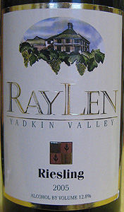 RayLen Vineyards 2005 Riesling (Yadkin Valley)