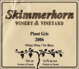 Wine:Skimmerhorn Winery & Vineyard 2006 Pinot Gris  (British Columbia)