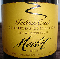 Tinhorn Creek Vineyards 2002 Oldfield's Collection Merlot (Okanagan Valley)