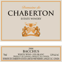 Domaine de Chaberton Estate Winery 2006 Bacchus VQA (Fraser Valley)