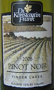 Wine:Dr. Frank's Vinifera Wine Cellars 2005 Pinot Noir (Finger Lakes)