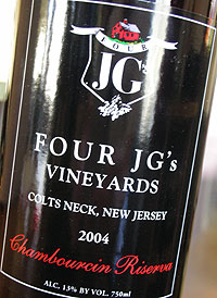 Wine:Four JG's Vineyards 2004 Chambourcin Riserva (Outer Coastal Plain)