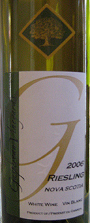 Wine:Gaspereau Vineyards 2006 Riesling (Nova Scotia)