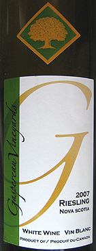 Wine:Gaspereau Vineyards 2007 Riesling (Nova Scotia)