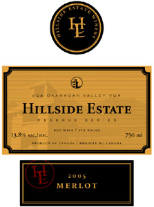 Hillside Estate Winery 2004 Reserve Merlot  (Okanagan Valley)