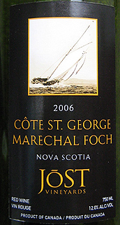 Jost Vineyards 2006 Côte St. George Marechal Foch (Nova Scotia)