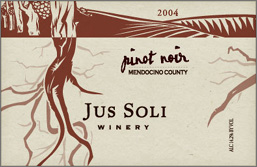 Wine:Jus Soli Winery 2004 Pinot Noir (Mendocino County)
