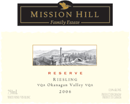 Mission Hill Winery 2006 Reserve Riesling Fritz Hasselbach Collection (Okanagan Valley)