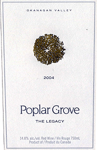 Poplar Grove Winery 2004 Legacy  (Okanagan Valley)