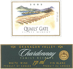 Wine:Quails' Gate Estate Winery 2005 Family Reserve Chardonnay (Okanagan Valley)