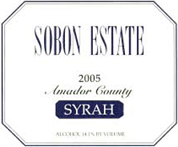Wine:Sobon Estate 2005 Syrah (Amador County)