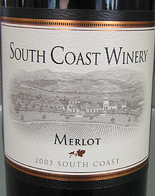 Wine:South Coast Winery 2003 Merlot (South Coast)