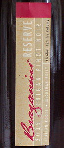 Wine:St. Julian Wine Co. 2005 Braganini Reserve Pinot Noir (Lake Michigan Shore)