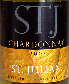 Wine:St. Julian Wine Co. 2005 ST. J Chardonnay (Lake Michigan Shore)