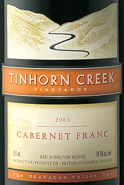 Tinhorn Creek Vineyards 2003 Cabernet Franc (Okanagan Valley)