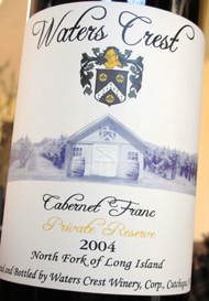 Waters Crest Winery 2004 Cabernet Franc Private Reserve (North Fork of Long Island)