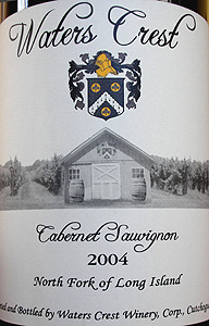 Wine:Waters Crest Winery 2004 Cabernet Sauvignon  (North Fork of Long Island)