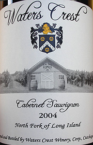 Wine:Waters Crest Winery 2004 Cabernet Sauvignon (North Fork of Long Island)